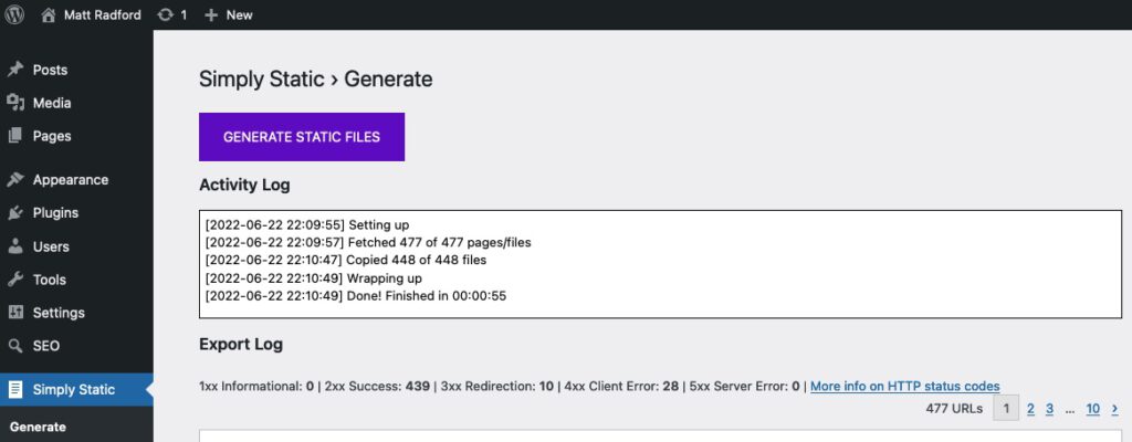 Simply static site generation